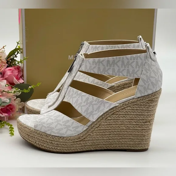 Michael Kors Women's Caged Espadrille Wedges Platform Sandals Shoes