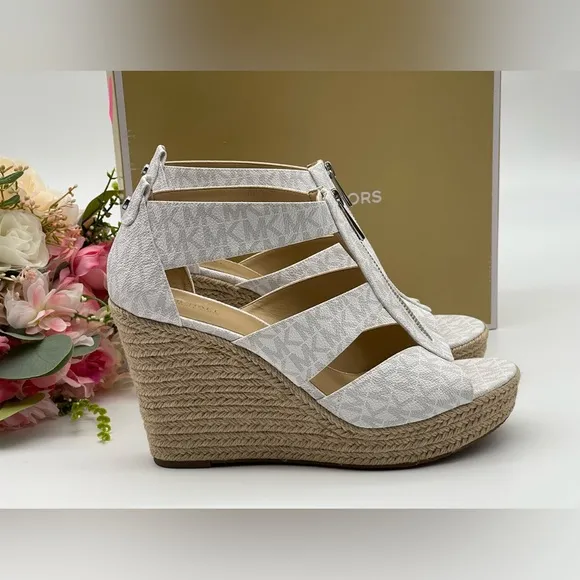 Michael Kors Women's Caged Espadrille Wedges Platform Sandals Shoes