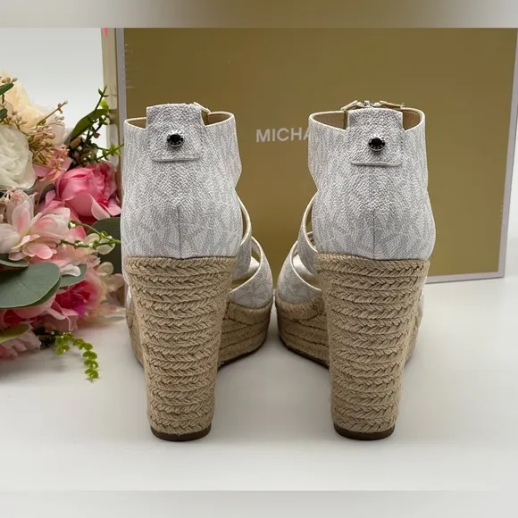 Michael Kors Women's Caged Espadrille Wedges Platform Sandals Shoes