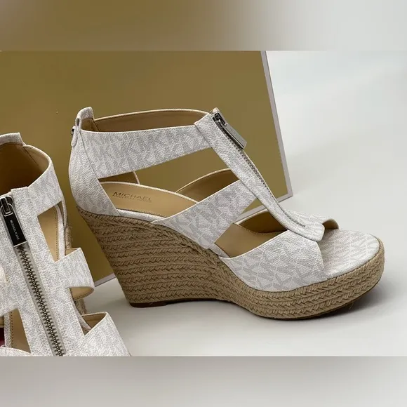 Michael Kors Women's Caged Espadrille Wedges Platform Sandals Shoes