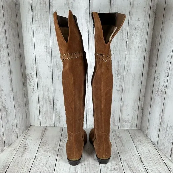 Michael Kors OTK Over The Knee Buttery Suede Malin Lace Grommet Tall Boots 7