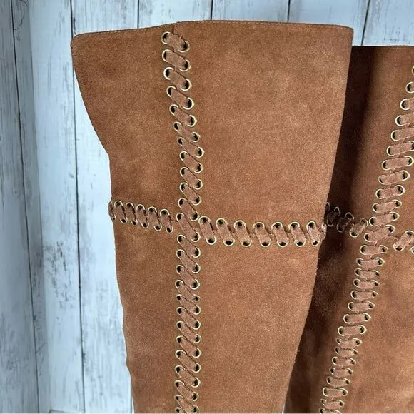 Michael Kors OTK Over The Knee Buttery Suede Malin Lace Grommet Tall Boots 7