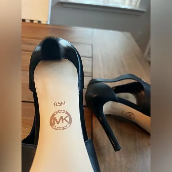 Michael Kors Black Women's Peep Toe zipper Bootie high heels; Size 8.5; NWOT