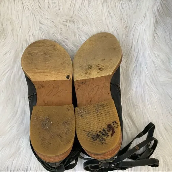 Milah Washed Black Leather Ankle Booties SIZE 10