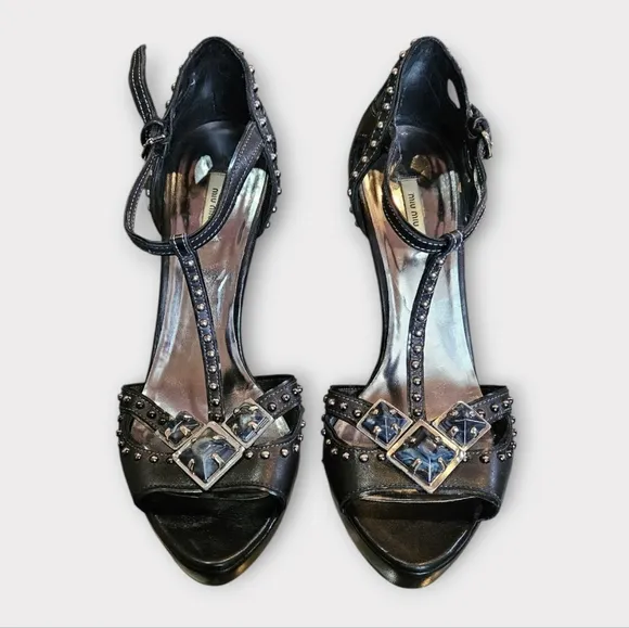 Miu Miu Black Studded Heels