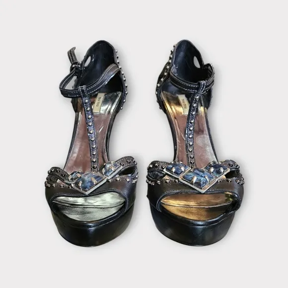 Miu Miu Black Studded Heels