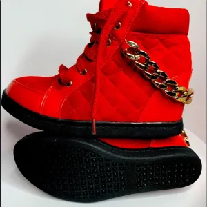 Monchino Platform tennis shoes Red Velvet Urban boots Rubber Heals