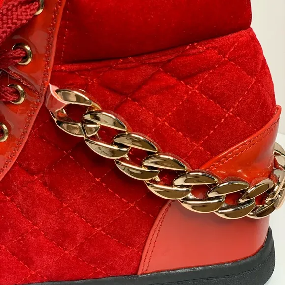 Monchino Platform tennis shoes Red Velvet Urban boots Rubber Heals