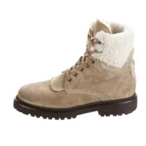 Moncler women’s suede color block combat boots