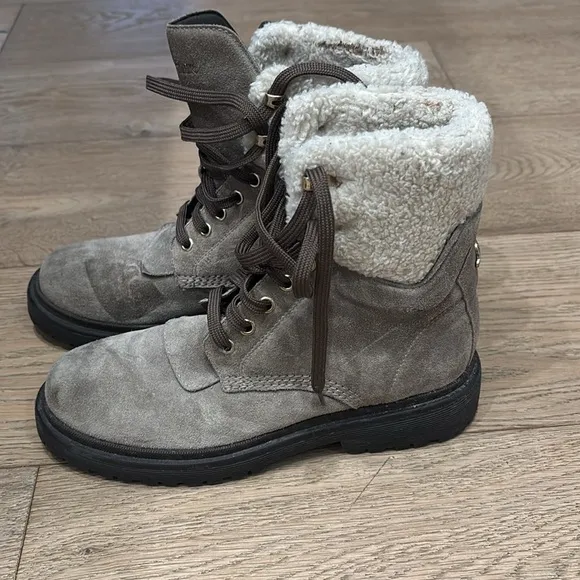 Moncler women’s suede color block combat boots
