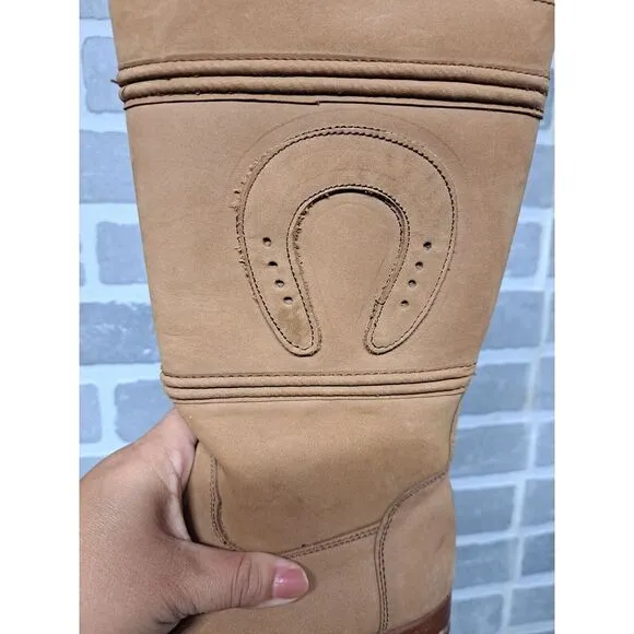 Mor-Rom Brown Suede Horseshoe‎ Cowgirl Western Boots Women's US 3.5 Mex 20.5