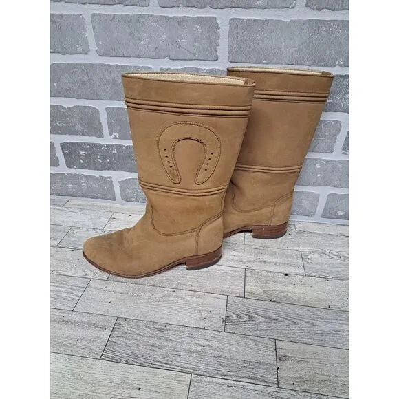 Mor-Rom Brown Suede Horseshoe‎ Cowgirl Western Boots Women's US 3.5 Mex 20.5