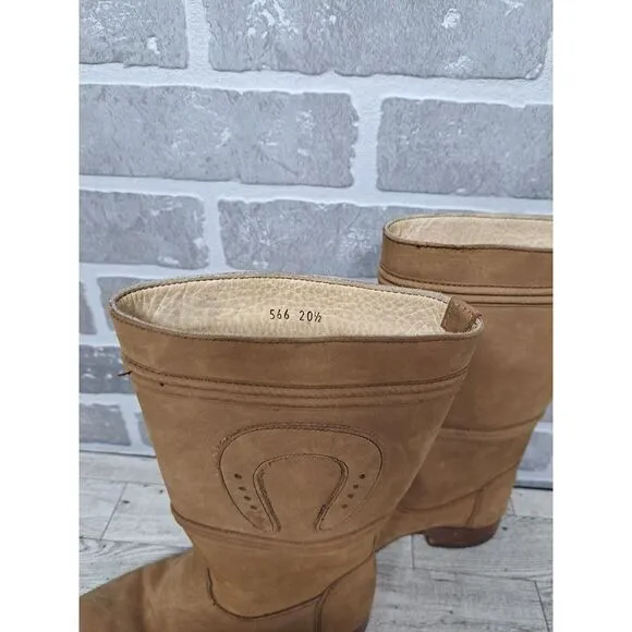 Mor-Rom Brown Suede Horseshoe‎ Cowgirl Western Boots Women's US 3.5 Mex 20.5