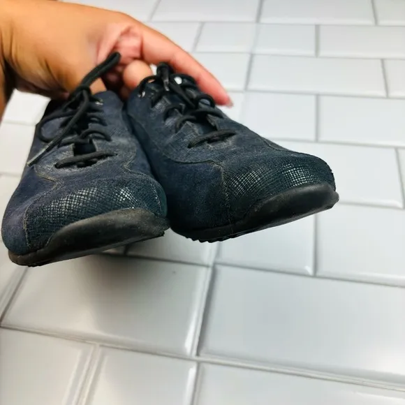 Munro American Sydney Blue Suede Leather Metallic Lace Up Shoes Womens Size 7.5N
