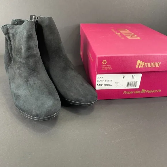 Munro | Women’s Shoes Alfie Black Suede Boots 9