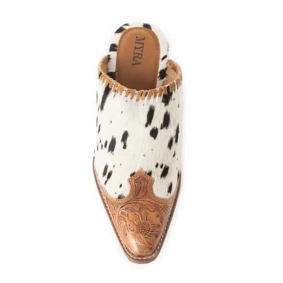 Myra HEELY WESTERN HAND-TOOLEDMULES Size 10 Black and White NEW IN BAG