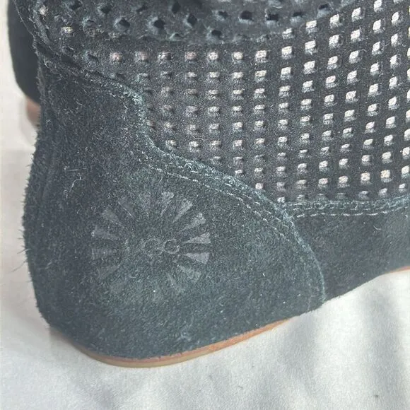 (N7) Ugg Abilene Slouch Boots in‎ Black Perforated Suede Size 5.5 Women