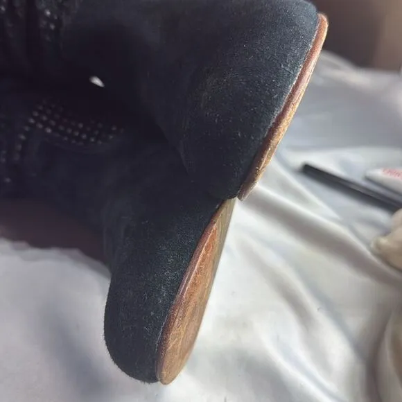 (N7) Ugg Abilene Slouch Boots in‎ Black Perforated Suede Size 5.5 Women