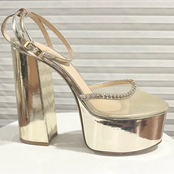 🌹NALEBE🌹 Reflections Stellar Crystal Embellished Platform Pump Size: 38.5