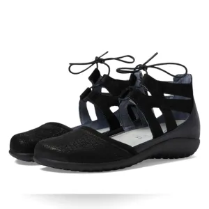 Naot Kata Black Crackle Leather Lace-Up Shoes