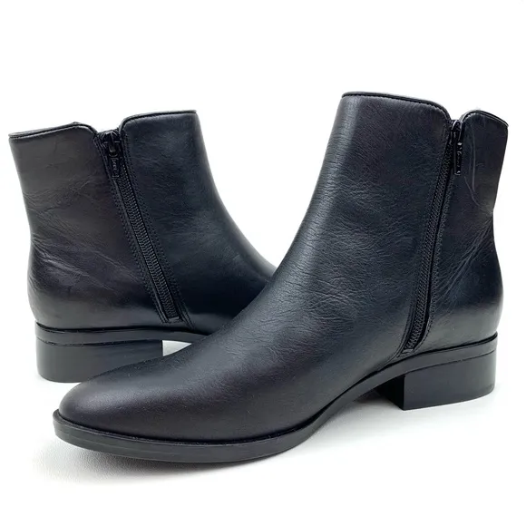 Naturalizer Ankle Boots Robyn Black Leather Classic Sleek Bootie Comfort Size 6