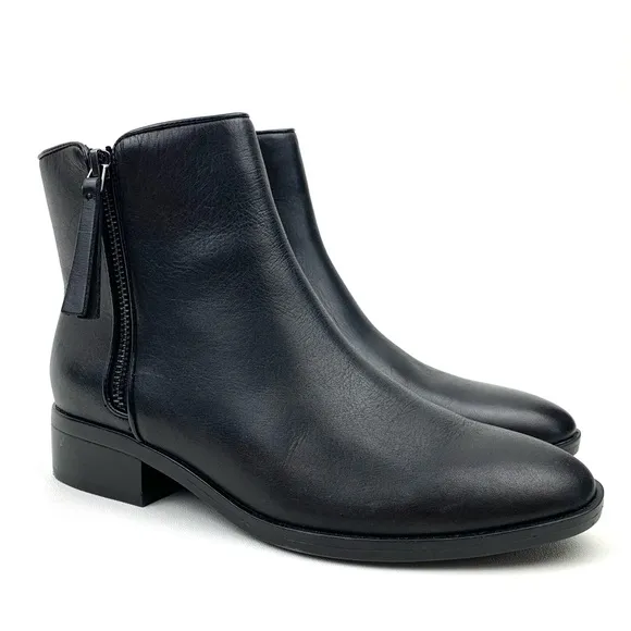 Naturalizer Ankle Boots Robyn Black Leather Classic Sleek Bootie Comfort Size 6