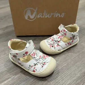 Naturino Maggy SS21 White Floral Toddler Baby Calf Leather Shoes
