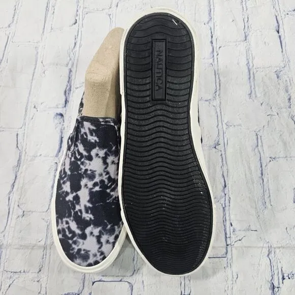 Nautica MENS SIZE 9 Candler Slip On Shoes Sneakers Black Tie Dye