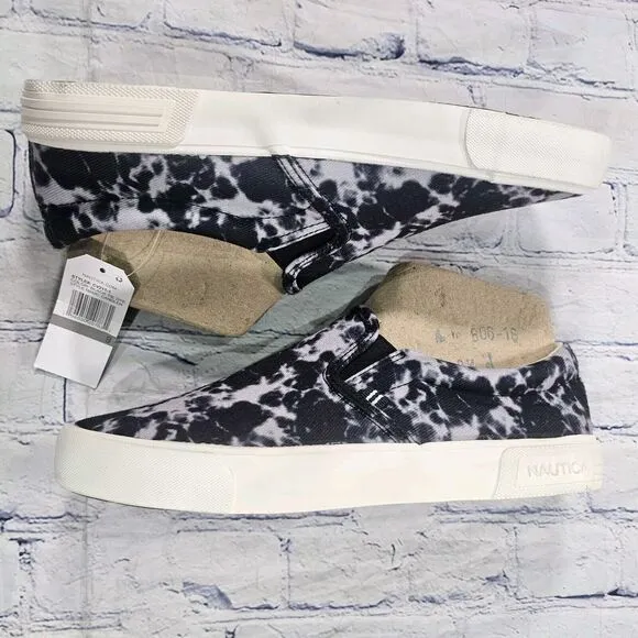 Nautica MENS SIZE 9 Candler Slip On Shoes Sneakers Black Tie Dye