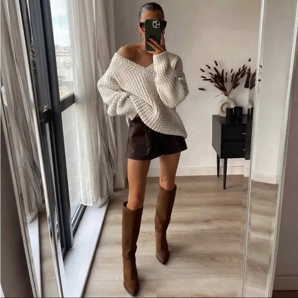 New $169 Zara Split Suede Heeled Boots 2006/910 Blogger’s Fav Size 11