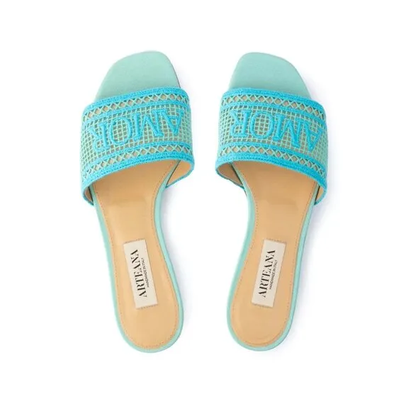NEW ARTEANA Taupe Made In Italy Roma Slide Sandals Aqua 668mn