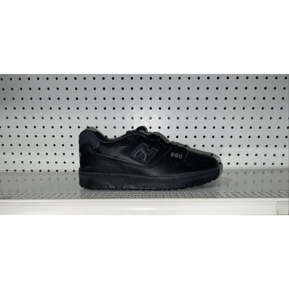 New Balance 550 Triple Black Mens Leather Athletic Shoes Sneakers Size 8.5