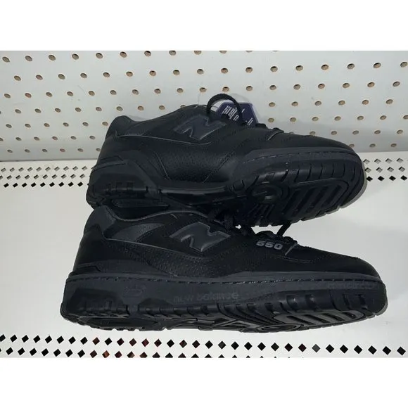New Balance 550 Triple Black Mens Leather Athletic Shoes Sneakers Size 8.5