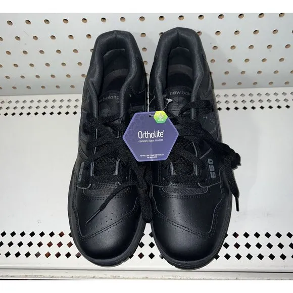 New Balance 550 Triple Black Mens Leather Athletic Shoes Sneakers Size 8.5