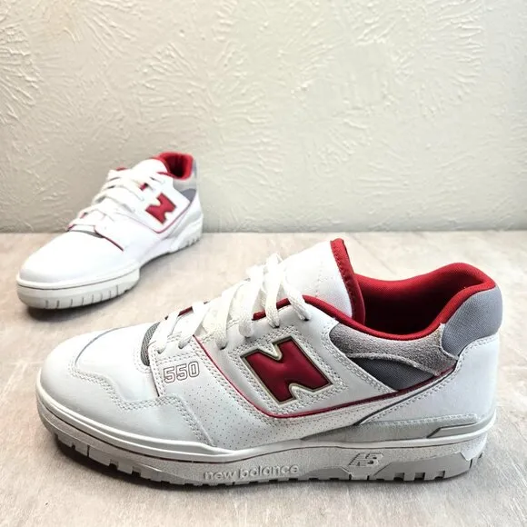 New Balance Boston College 550 Sneakers Mens 10.5 White Red Sporty Low Top Shoes