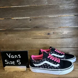 New Big‎ Kids Vans Old Skool Black Stars Print Skate Sneakers Shoes Size 3.5 Y