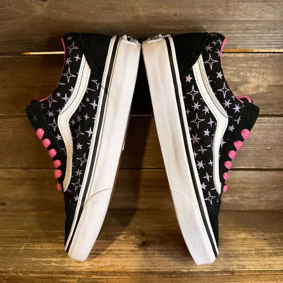 New Big‎ Kids Vans Old Skool Black Stars Print Skate Sneakers Shoes Size 3.5 Y
