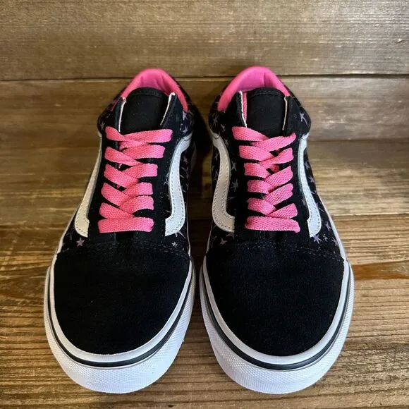 New Big‎ Kids Vans Old Skool Black Stars Print Skate Sneakers Shoes Size 3.5 Y