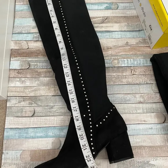 NEW Black Silver Over the Knee Boots Nicki Studded