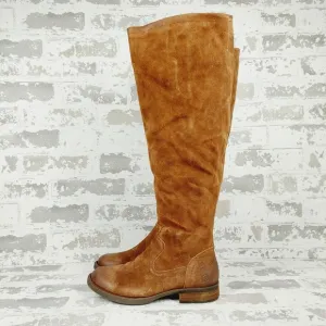New Born Britton Brown Suede Zip Up Knee High Boots C480