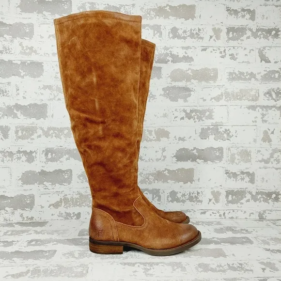 New Born Britton Brown Suede Zip Up Knee High Boots C480