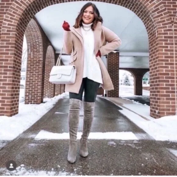 NEW CARINA' TAUPE OVER THE KNEE SUEDE LEATHER BOOTS Size 6