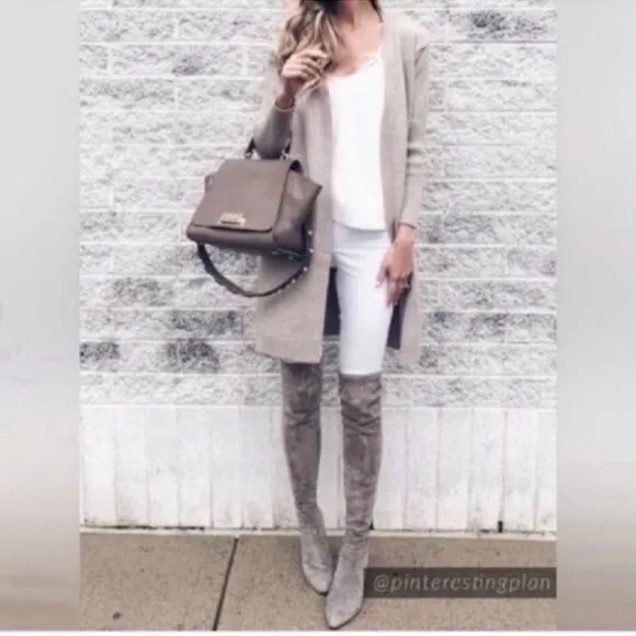 NEW CARINA' TAUPE OVER THE KNEE SUEDE LEATHER BOOTS Size 6