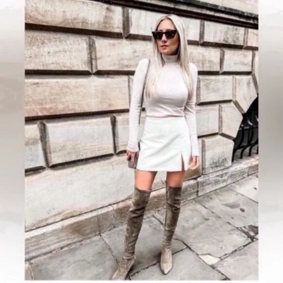 NEW CARINA' TAUPE OVER THE KNEE SUEDE LEATHER BOOTS Size 6