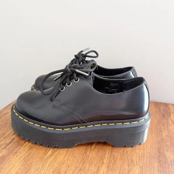 NEW Dr. Martens 8053 Leather Platform Chunky Casual Shoes Black Women's Size 6