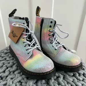 NEW Dr. Martens combat iridescent rainbow suede boots