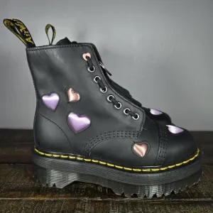 NEW Dr Martens Sinclair Heart Womens Size 7 Lace Up Zipper Platform Boots Black