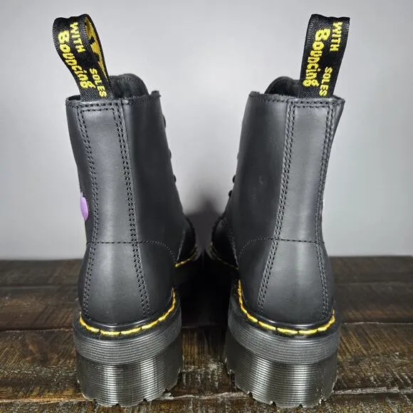 NEW Dr Martens Sinclair Heart Womens Size 7 Lace Up Zipper Platform Boots Black