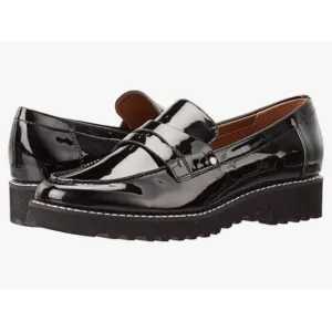 New Franco Sarto Cassandra Slip On Classic Confortable Loafer Shoes Black Patent