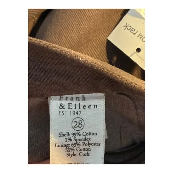 NEW Frank &amp; Eileen Cork Straight Leg Jeans Chocolate Brown Denim Size 6 (28) NWT